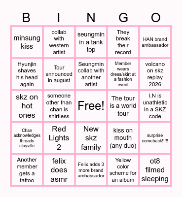 Stray Kids 2026 Bingo Card