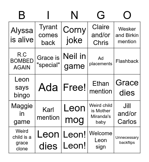 Requiem Bingo Card