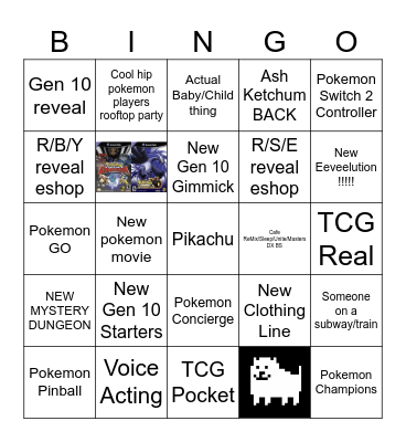 Pokemon Presents 2026 Bingo Card