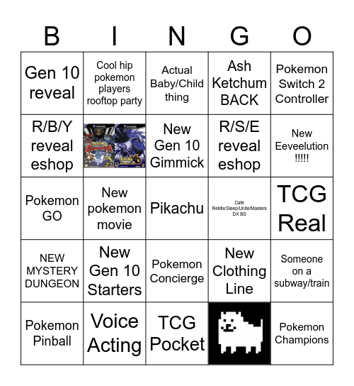 Pokemon Presents 2026 Bingo Card