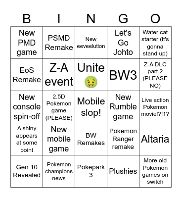 30th Anniversary Pokemon Presents Bingo Card