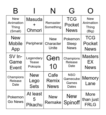Pokemon Day 2026 Bingo Card