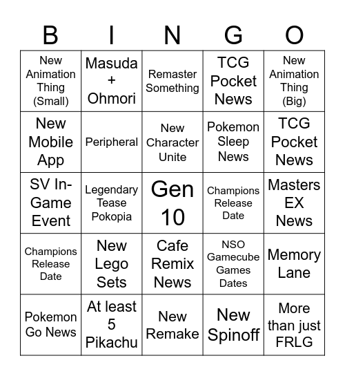 Pokemon Day 2026 Bingo Card