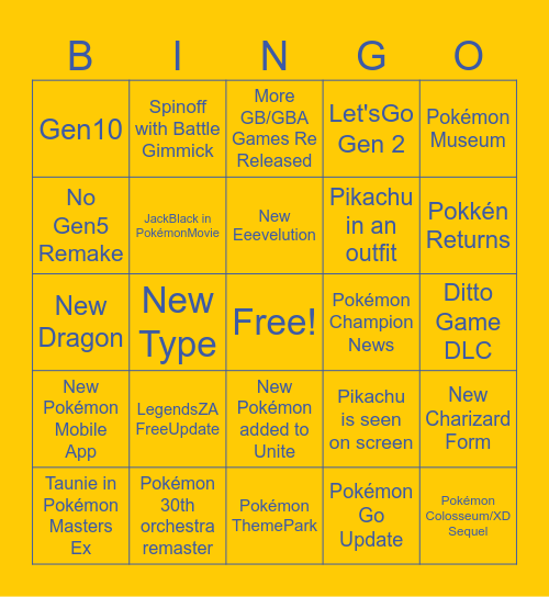 Pokémon 30th Bingo Card