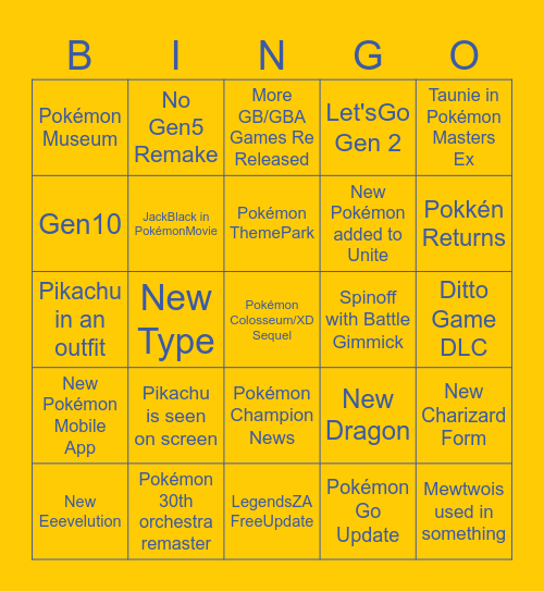 Pokémon 30th Bingo Card
