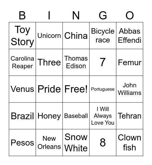 Ayyam-i-ha Trivia Bingo Card