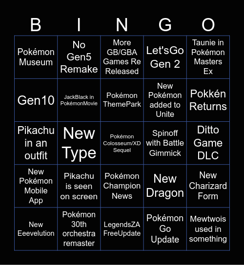 Pokémon 30th Bingo Card