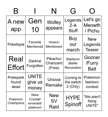Pokemon 30th anniversary Bingo Card