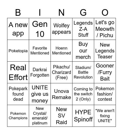 Pokemon 30th anniversary Bingo Card
