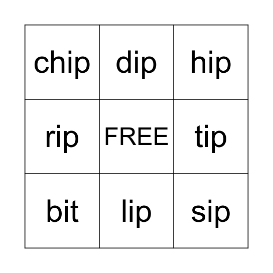 “ip” Family - BINGO Card