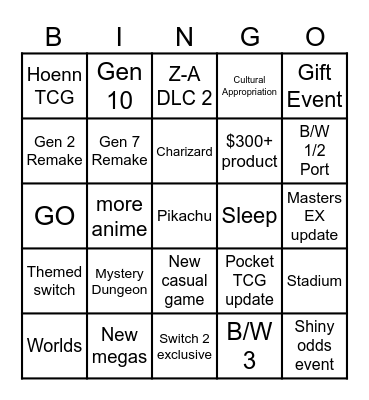 Pokemon Presents 2026 Bingo Card