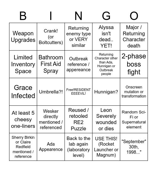 RE 9 : Requiem for a BINGO Card