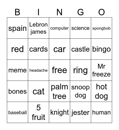 Infinity craft bingo Card