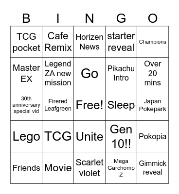 Pokemon Day 2026 Bingo Card