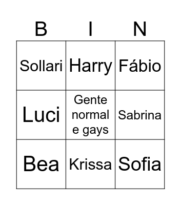 PRA QUEM O BOCA DE SACOLA VAI FALAR Bingo Card