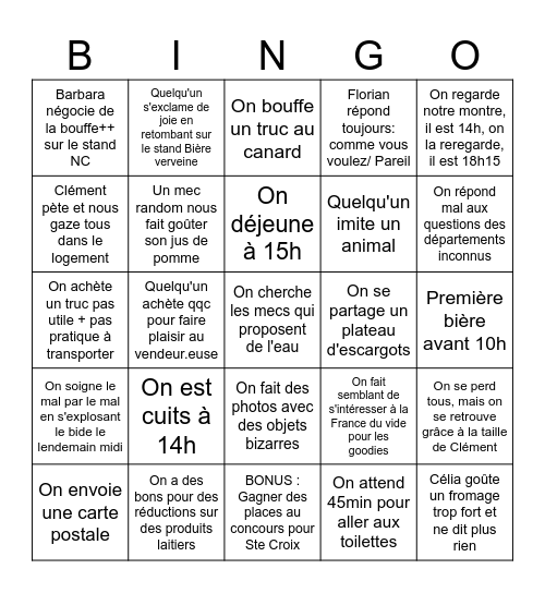 Salon de l'agriculture Bingo Card