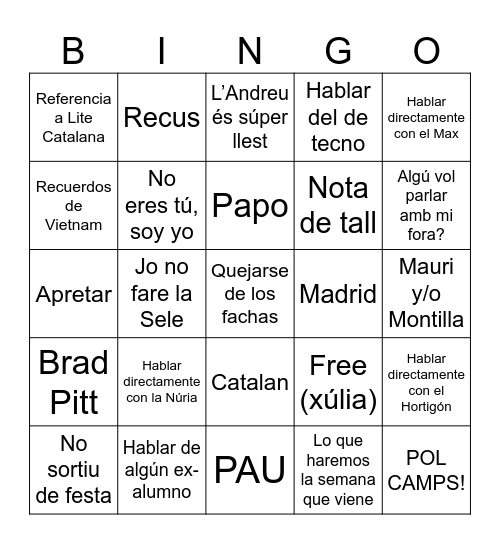 Vila 27F Bingo Card