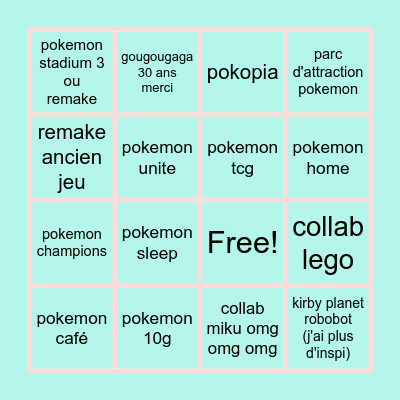 pokemon present 2026 Bingo Card