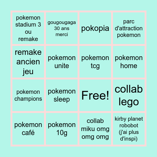pokemon present 2026 Bingo Card