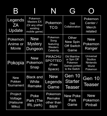 Pokemon 30th Anniversary Bingo Card