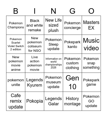 Pokemon 2026 predict Bingo Card