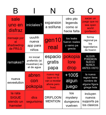 Pokemon Day Bingo Card