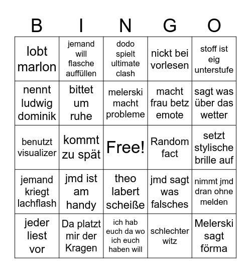 Betz Bingo Card