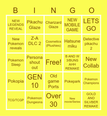 Pokemon 30th Bingo Card