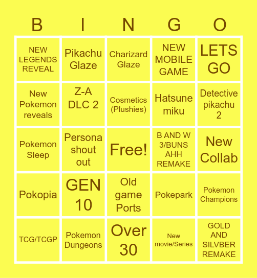 Pokemon 30th Bingo Card