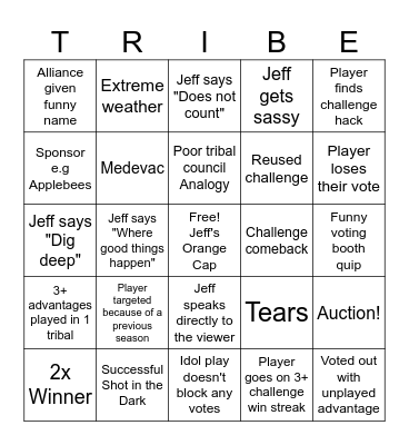 Survivor 50 Bingo Card
