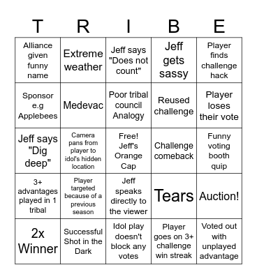 Survivor 50 Bingo Card