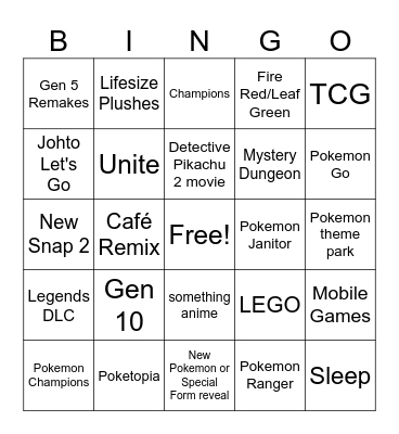 Pokemon Bingo Card