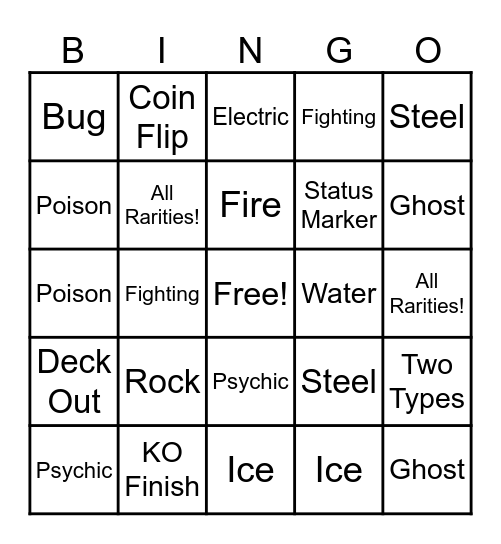 PKMN: TT Battle Bingo Card