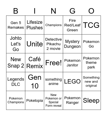 Pokemon Bingo Card