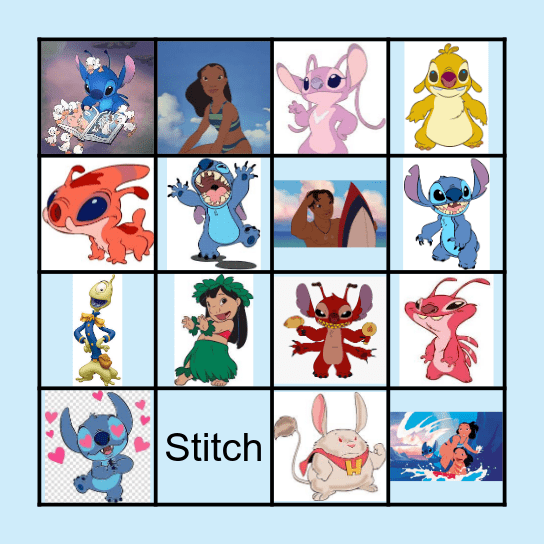 Disney's Stitch Bingo Card