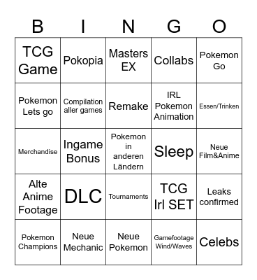 POKEMON BINGO Card
