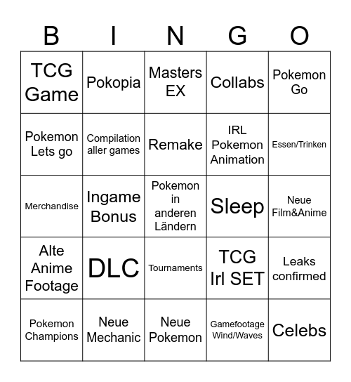 POKEMON BINGO Card