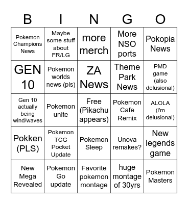 pokemon day 2026 Bingo Card