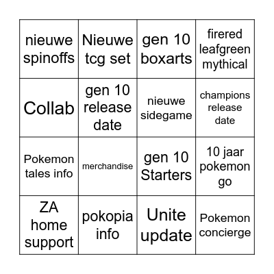 Pokemon day Bingo Card