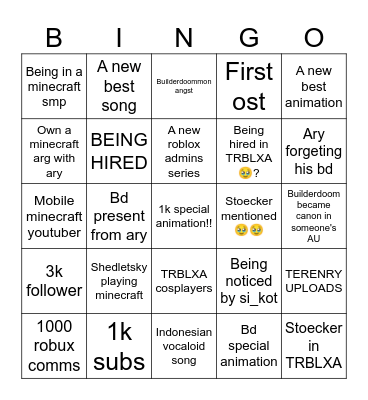 Cheqz's 2026 bingo Card