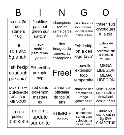 POKEMON PRESENTS Bingo Card