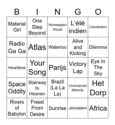 Reis rond de wereld Bingo Card