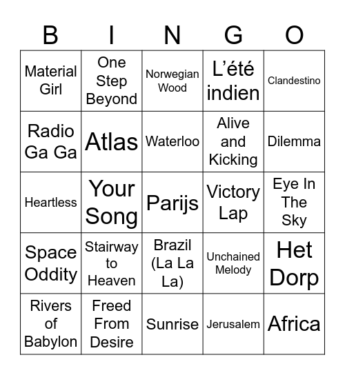 Reis rond de wereld Bingo Card