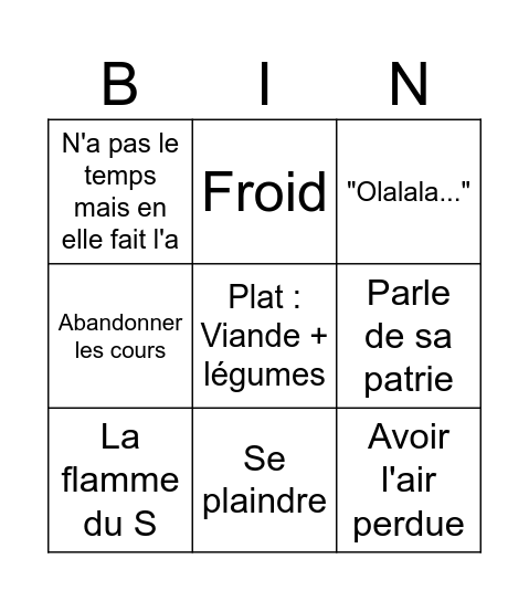 Bingo Laura Bingo Card