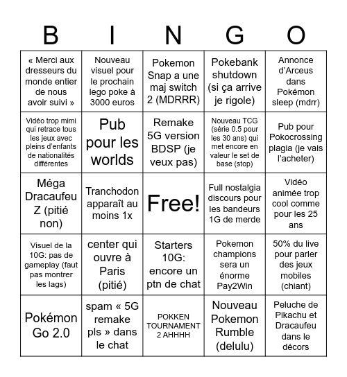 Pokemon Presents 30 ans Bingo Card