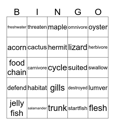 science Nuri T Bingo Card