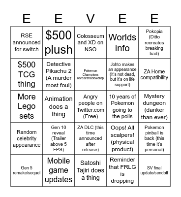 Pokemon Day 2026 Bingo Card