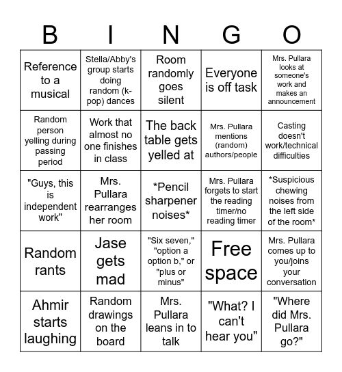 AELA Bingo Card