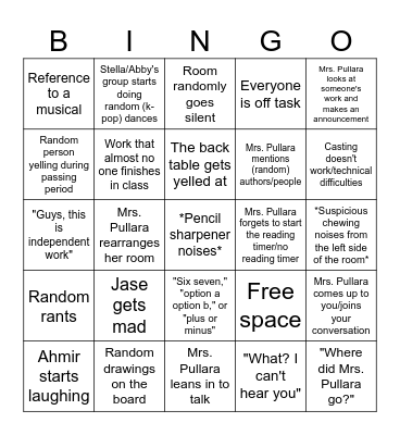 AELA Bingo Card