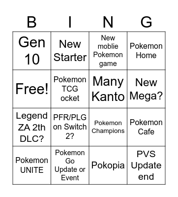 Pokemon 30th Present Bingo Card